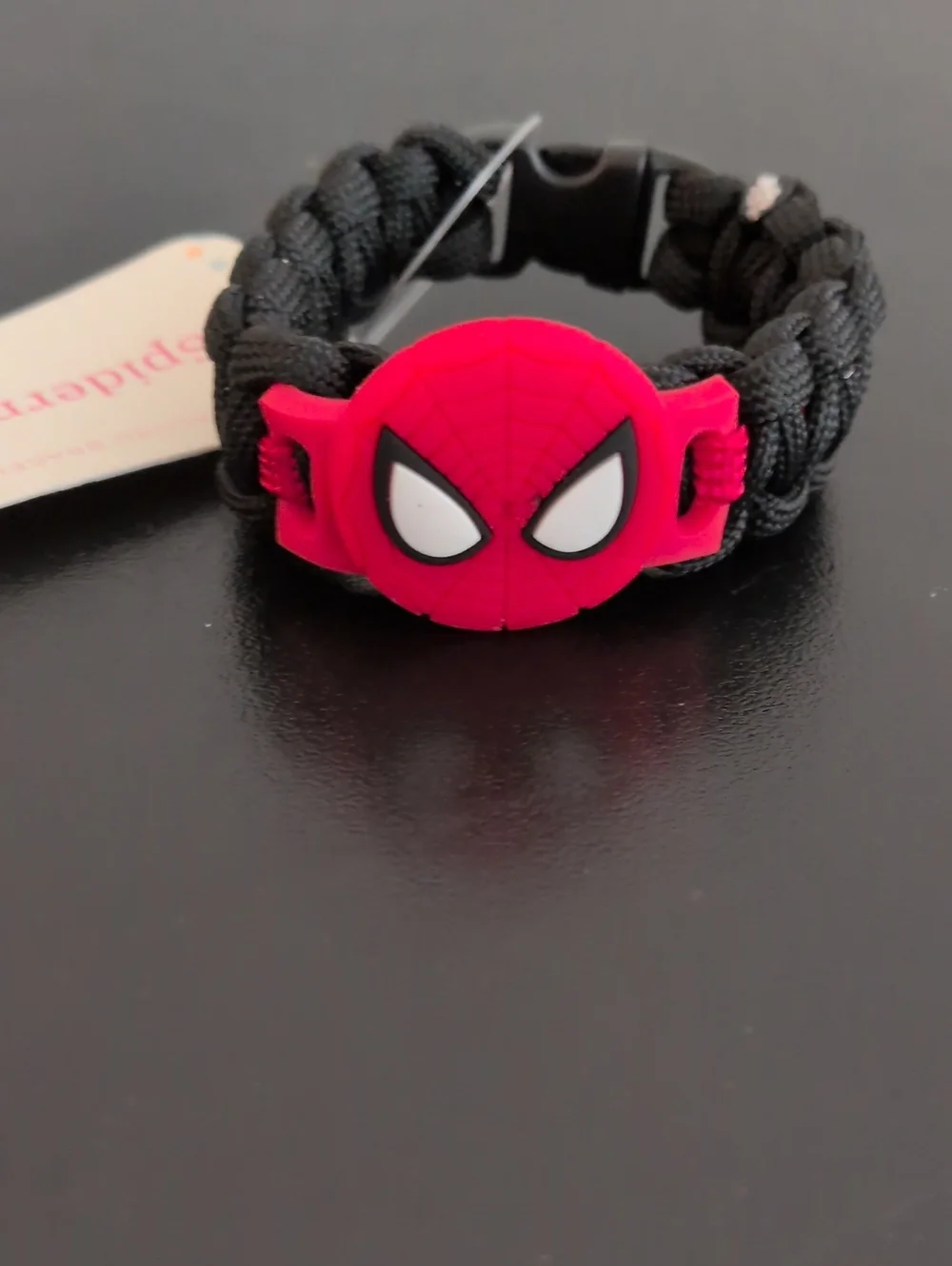 Kids Spider Face Paracord Bracelet - Black and Red. Size 6
